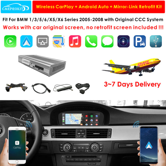 CarProKit for BMW Wireless CarPlay Android Auto Retrofit Kit Support BMW 1/3/5/6/X5/X6 with CCC System 2005-2008