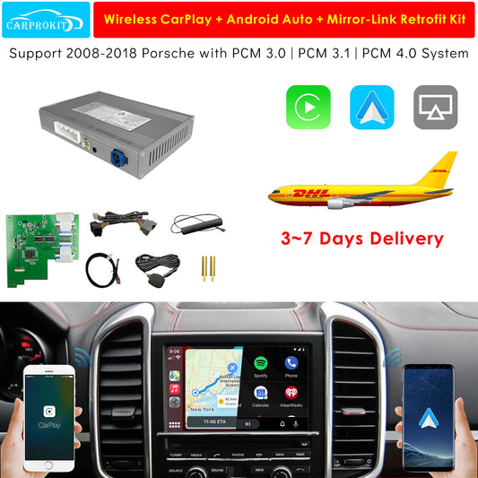 CarProKit for Porsche Wireless CarPlay Android Auto Retrofit Kit Support Cayenne Macan Cayman Panamera 911 PCM 3.0 / 3.1 / 4.0 2008-2018