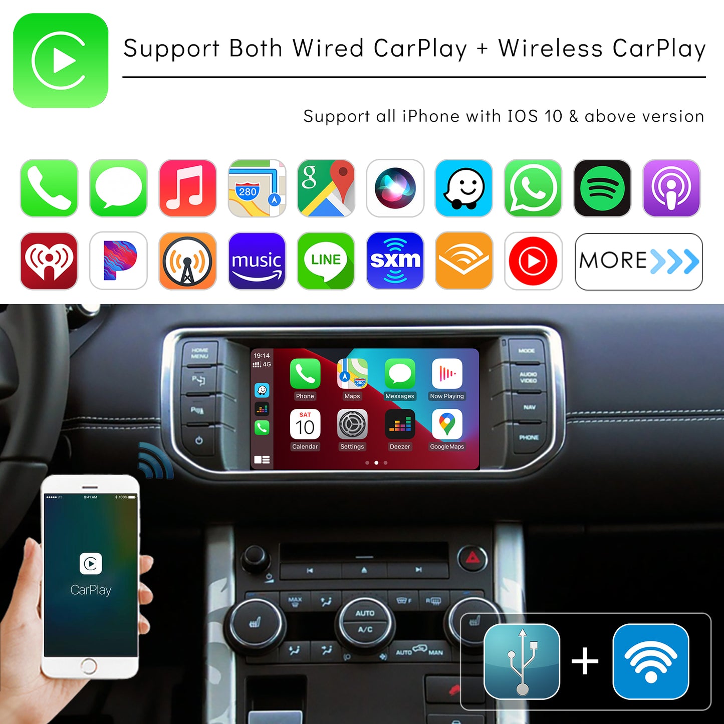 CarProKit for Land Rover Jaguar Wireless CarPlay Android Auto Retrofit Kit Support Bosch System 2012-2016