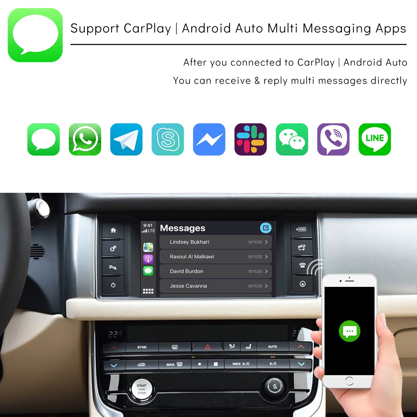 CarProKit for Land Rover Jaguar Wireless CarPlay Android Auto Retrofit Kit Support Harman System 2016-2018