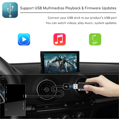 CarProKit for Audi A1 A3 A4 A5 A6 A7 A8 Q2 Q3 Q5 Q7 2010-2019 Wireless Apple CarPlay Android Auto Retrofit Kit + Front & Reverse Backup Camera