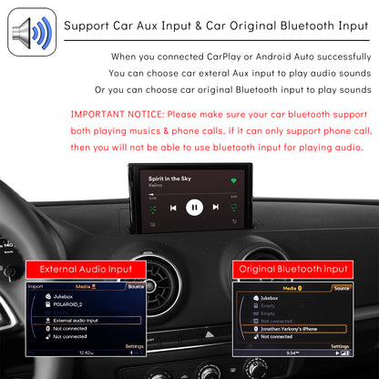 CarProKit for Audi A1 A3 A4 A5 A6 A7 A8 Q2 Q3 Q5 Q7 2010-2019 Wireless Apple CarPlay Android Auto Retrofit Kit + Front & Reverse Backup Camera