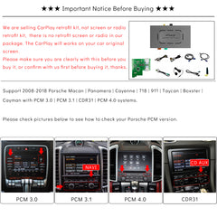 CarProKit Joyeauto for Porsche Cayenne Macan Cayman Panamera 911 PCM 3.0 3.1 4.0 CDR31 2008-2018 Wireless CarPlay Android Auto Mirrorlink Retrofit Kit