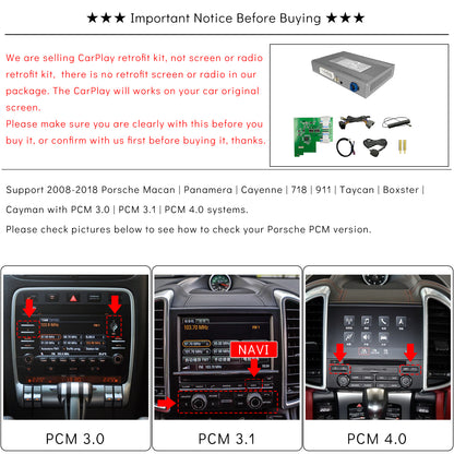 CarProKit for Porsche Wireless CarPlay Android Auto Retrofit Kit Support Cayenne Macan Cayman Panamera 911 PCM 3.0 / 3.1 / 4.0 2008-2018