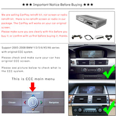 CarProKit for BMW Wireless CarPlay Android Auto Retrofit Kit Support BMW 1/3/5/6/X5/X6 with CCC System 2005-2008