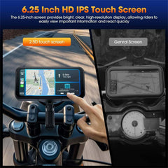 CarProKit 6.25 inch Motorcycle Wireless CarPlay Android Auto Screen GPS Navigation DVR Drive Recorder Motor Monitor Bluetooth WIFI IP67 Waterproof