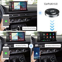 CarProKit 6.0 Wireless CarPlay Android Auto Android 13.0 Video AI Box Adapter QCM6225 CPU 8GB+128GB - Support Customized Logo