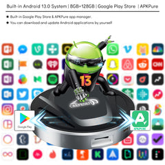 CarProKit 6.0 Wireless CarPlay Android Auto Android 13.0 Video AI Box Adapter QCM6225 CPU 8GB+128GB - Support Customized Logo