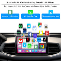 CarProKit 4.0 Wireless CarPlay Android Auto Mirroring Adapter Android 13.0 YouTube Netflix AI Box for 2016-2024 Cars with Factory Wired CarPlay