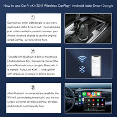 CarProKit V2.5 Wireless Apple CarPlay Android Auto Adapter Mini USB Dongle Plug & Play for 2016-2024 Cars with Factory Wired CarPlay | Android Auto