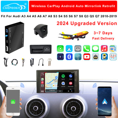 CarProKit for Audi A1 A3 A4 A5 A6 A7 A8 Q2 Q3 Q5 Q7 2010-2019 Wireless Apple CarPlay Android Auto Retrofit Kit + Front & Reverse Backup Camera