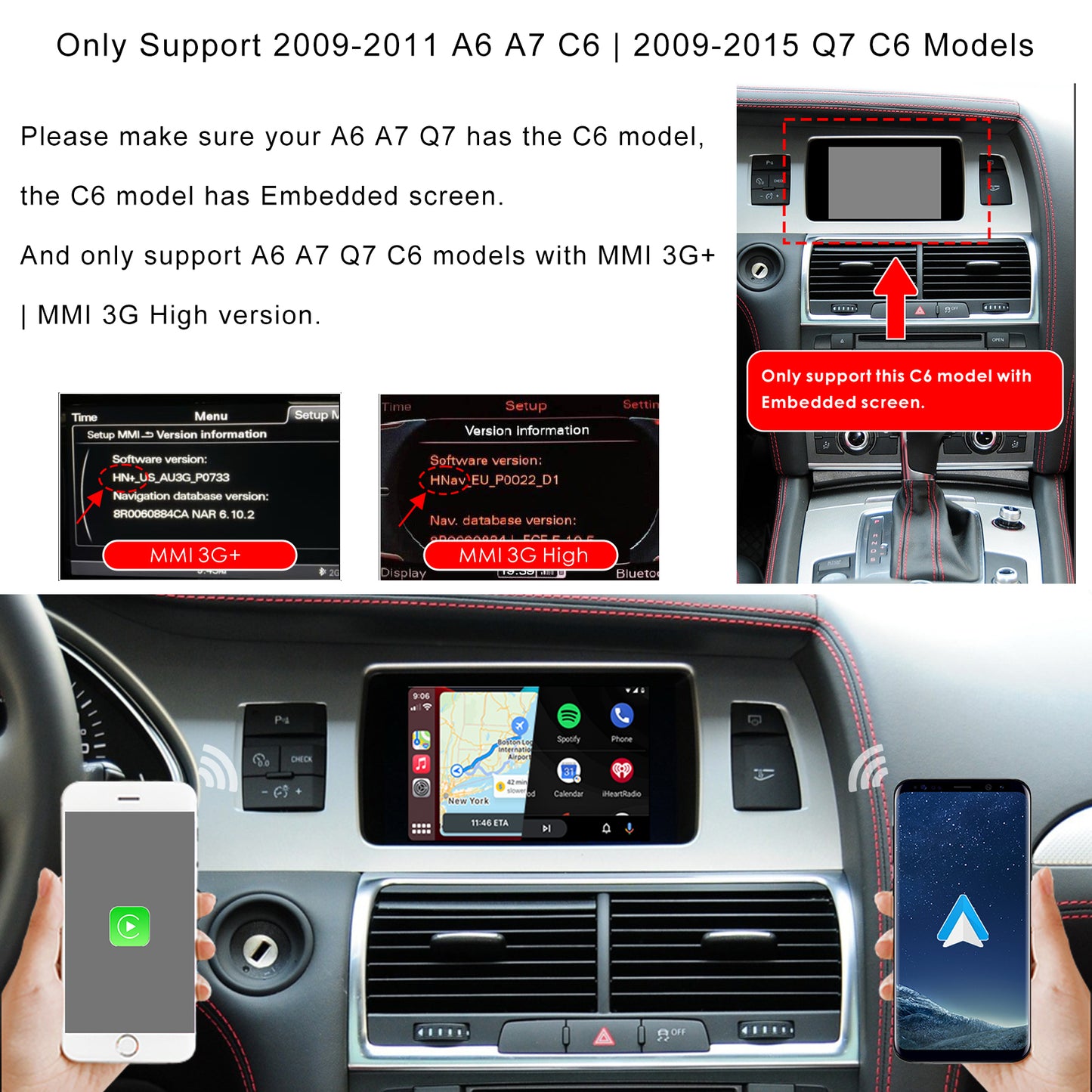 CarProKit for Audi A3 A4 A5 A6 A7 A8 Q3 Q5 Q7 2010-2019 Wireless Apple CarPlay Android Auto Retrofit Kit + Backup Camera