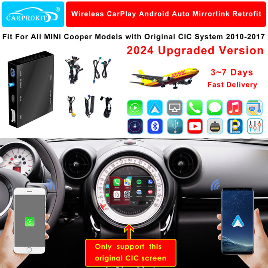 CarProKit for MINI Cooper Wireless CarPlay Android Auto Mirroring Retrofit Kit Support F54 F55 F56 F57 R58 R59 R60 R61 CIC System 2010-2017