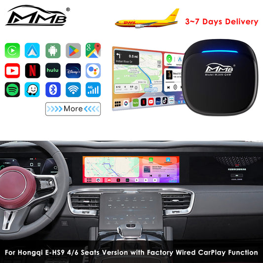 MMB MAX 5.0 Wireless CarPlay Android Auto Adapter Android 13.0 YouTube Netflix AI Box 8GB+128GB For Hongqi E-HS9 4/6 Seats with Factory Wired CarPlay