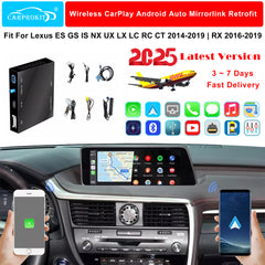 CarProKit for Lexus Wireless CarPlay Android Auto Retrofit Kit Support Lexus ES IS GS LS NX LX UX RC LC CT 2014-2020 | RX 2016-2020