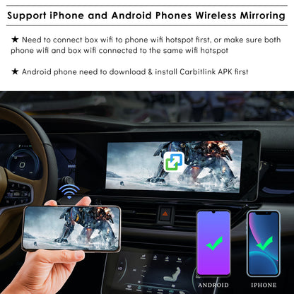 5IN1 Wireless CarPlay Android Auto Adapter Android 11.0 AI Box Car Screen Mirroring Device YouTube Netflix Hulu Disney+ Adapter QCM2290 2GB+16GB