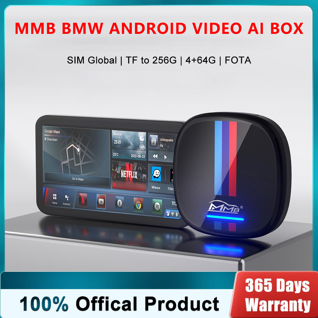 MMB BMW Android 10 Video AI Box, 4GB+64GB, Support 4G LTE SIM / TF Card  Slot For BMW EVO ID6 ID7 with Factory Wireless CarPlay